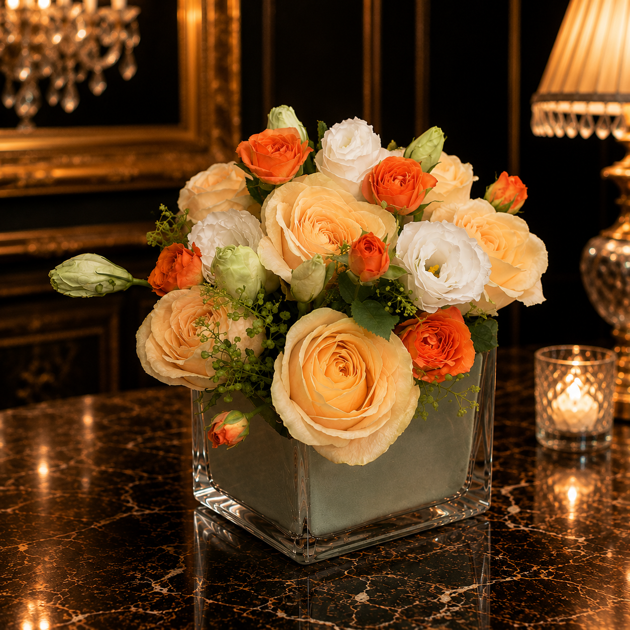 Sundown Whim (Yellow Roses) | Vase Flower Arrangement