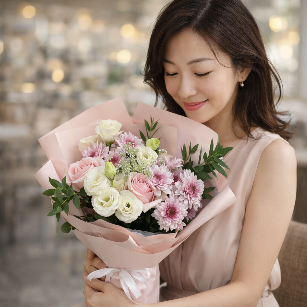 Chantilly Morning (Roses, Lisianthus, Chrysanthemum) | Flower Bouquet