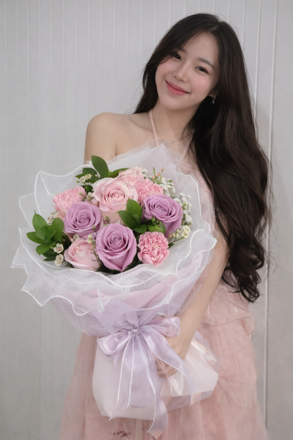 Lavender Blush Poise (Purple Roses, Carnations) | Fresh Flowers