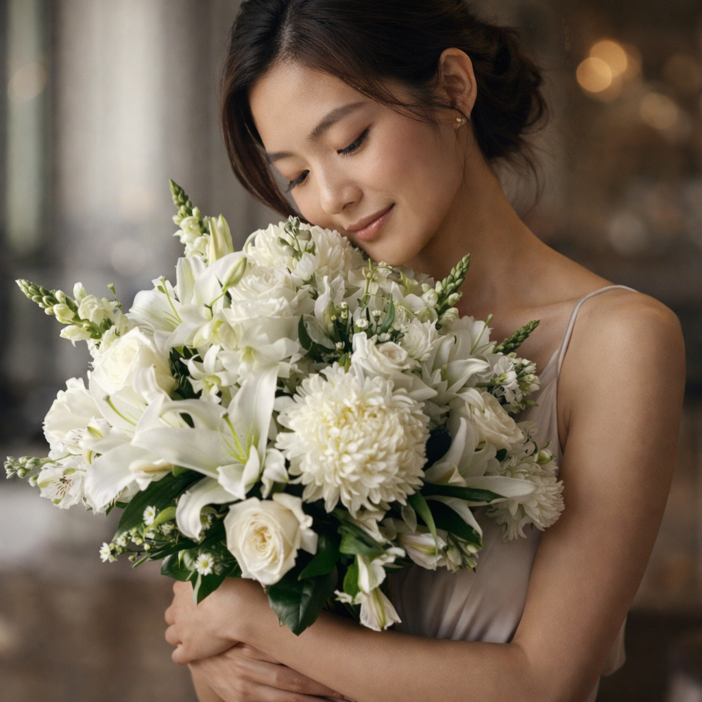 Ivory Elegance (White Lilies, White Roses, Chrysanthemums) | Flower Vase Arrangement