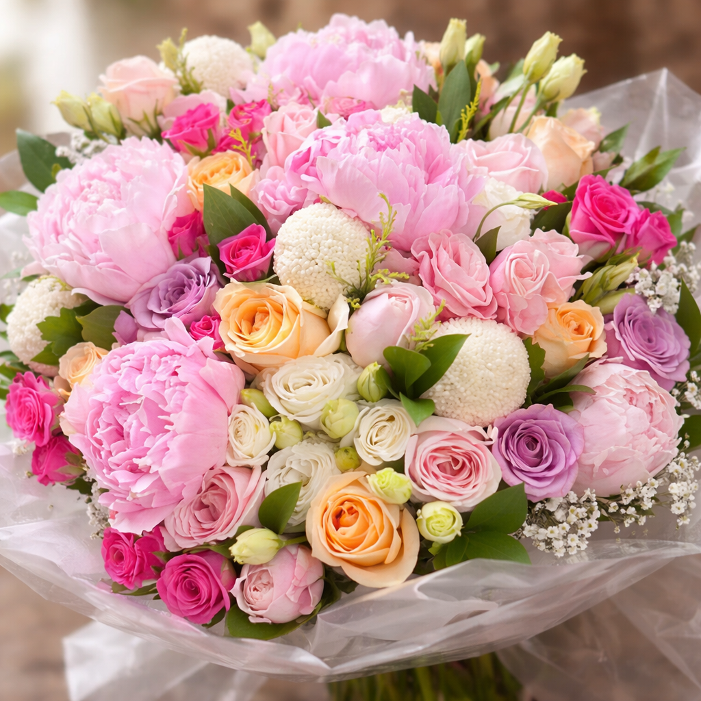 Pastel Symphony (Peonies, Lisianthus, Ranunculus) | Flower Bouquet