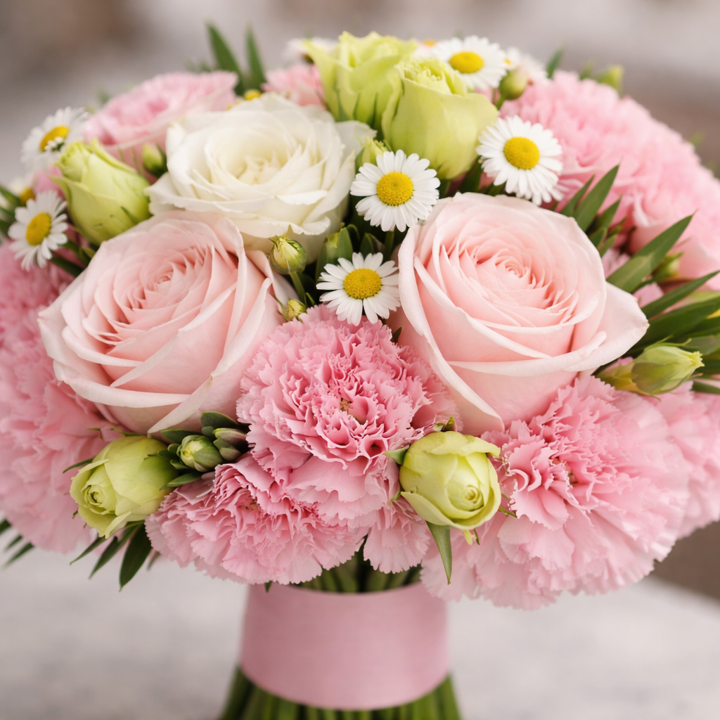 Camellia Waltz (Lisianthus, Carnations, Chamomile) | Flower Bouquet