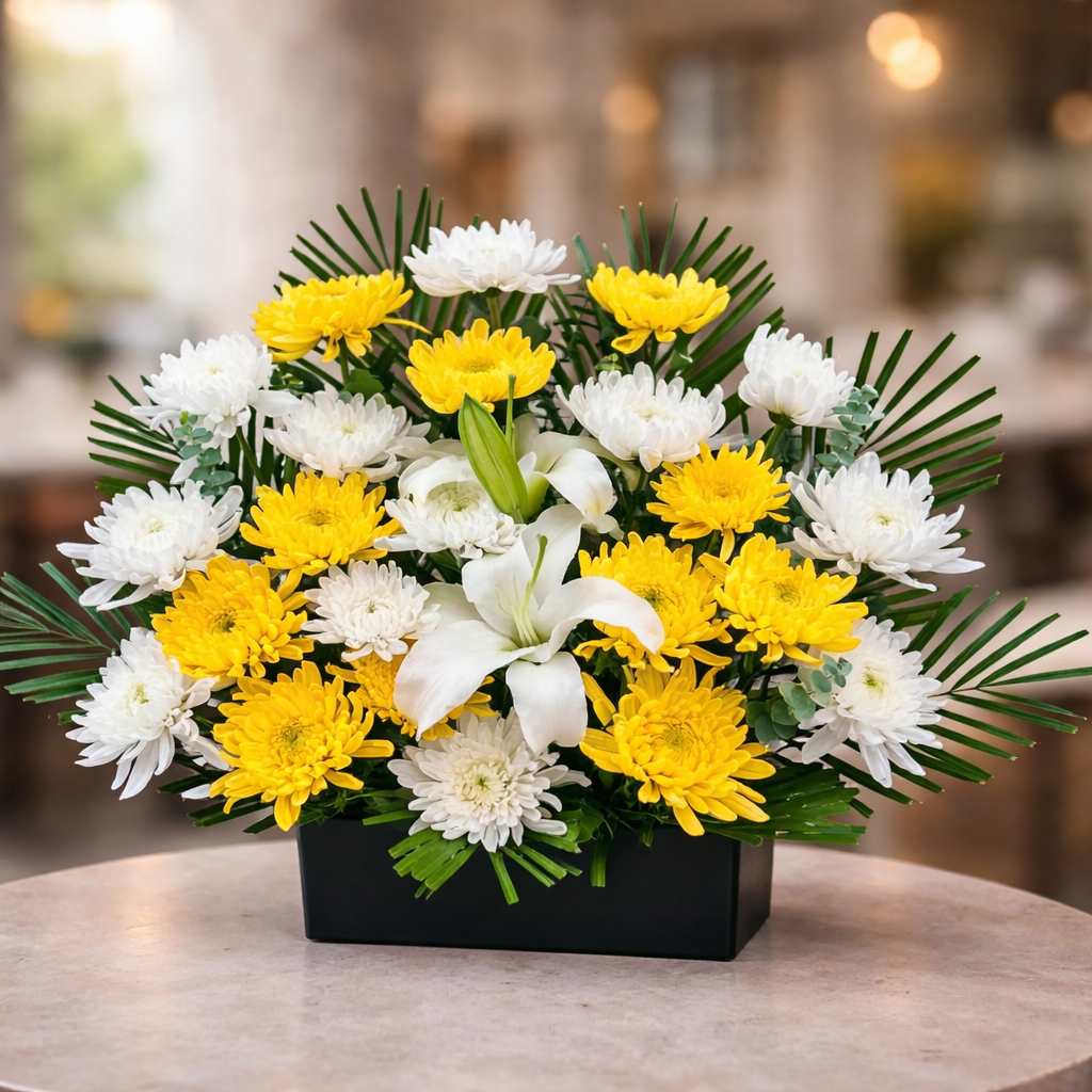 Golden Peace (Chrysanthemums, Lilies) | Hamper Gift