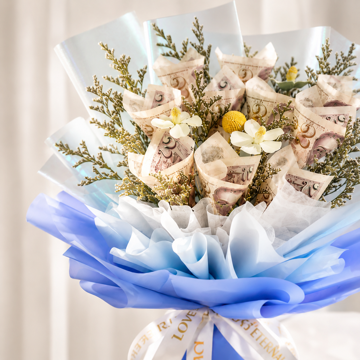Blue Fortune (Preserved Fillers) | Money Bouquet