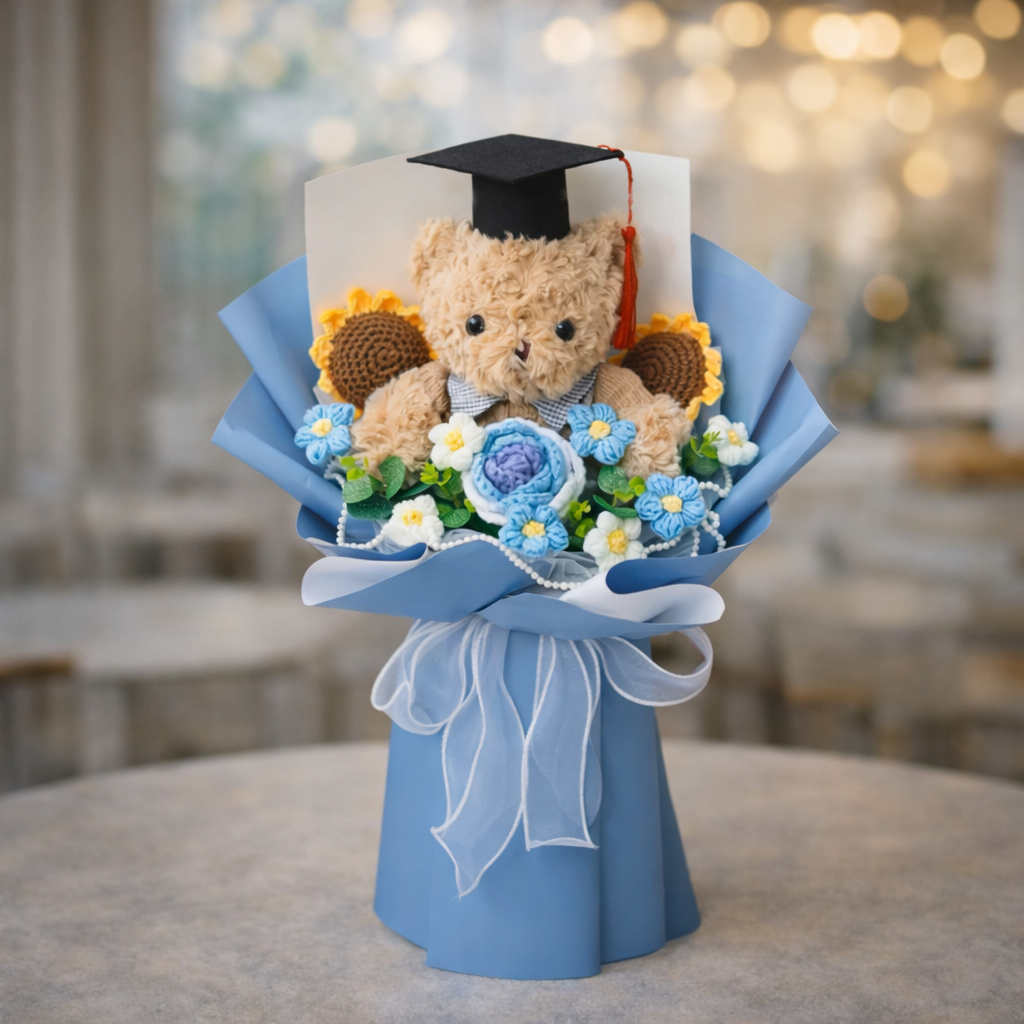 Blue Tassel Bloom | Crochet Flower Bouquet