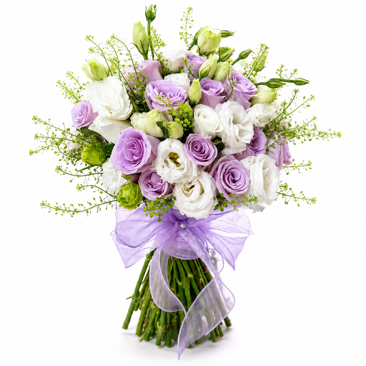 Lavender Vows (Lilac Roses, Lisianthus) | Fresh Bridal Bouquet