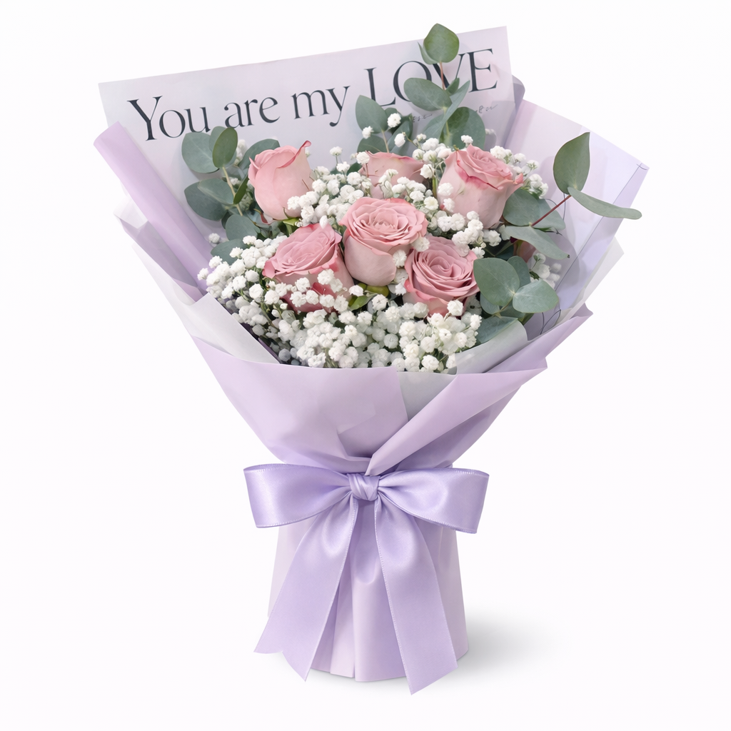 Mocha Drift (Roses, Baby's Breath) | Flower Bouquet