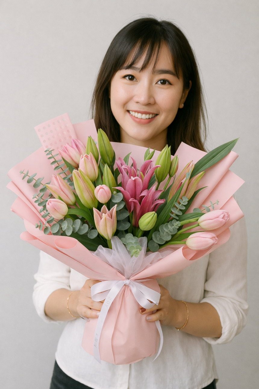 Blushing Dawn Grace (Lilies) | Flower Bouquet