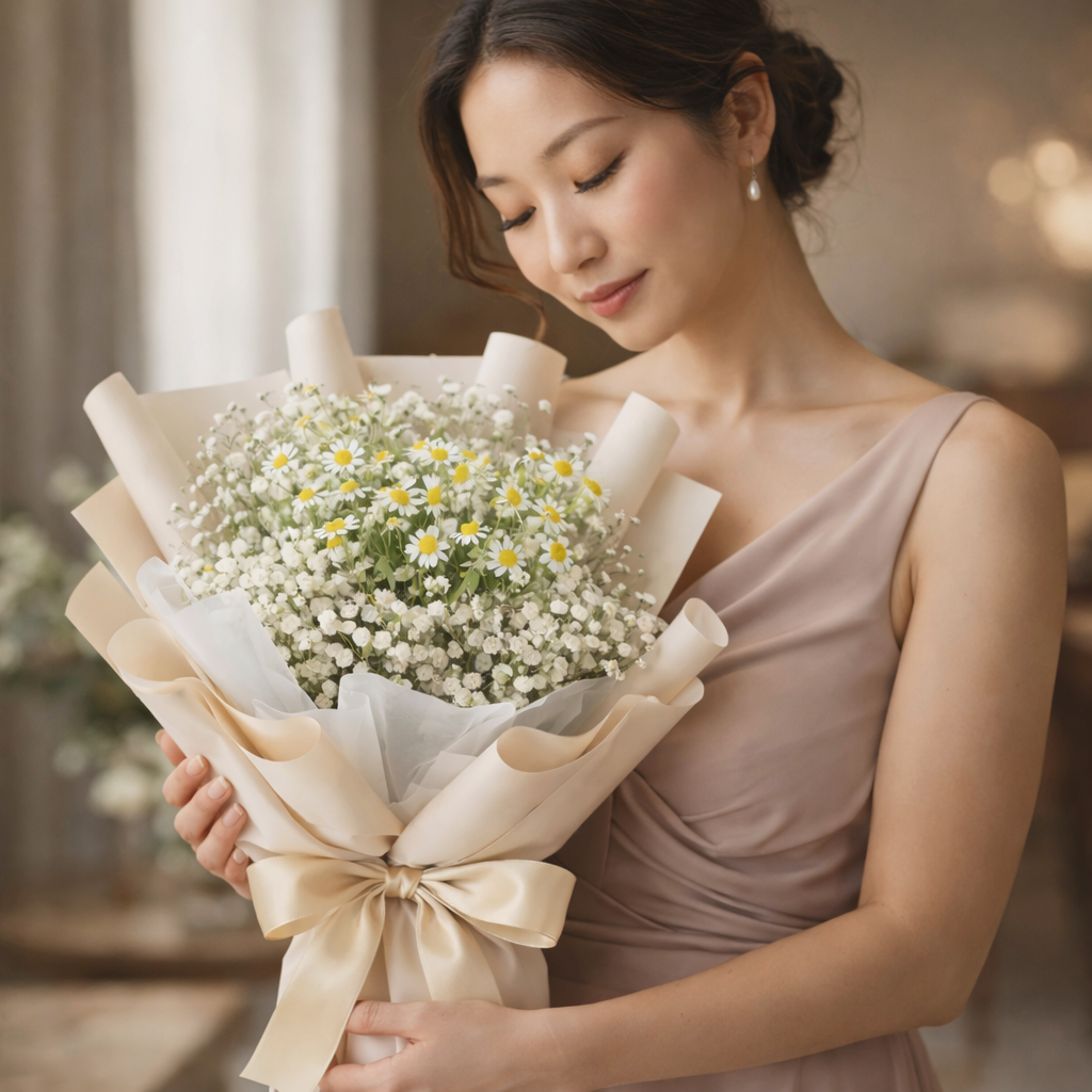 Almond Veil (Baby's Breath, Daisies) | Flower Bouquet