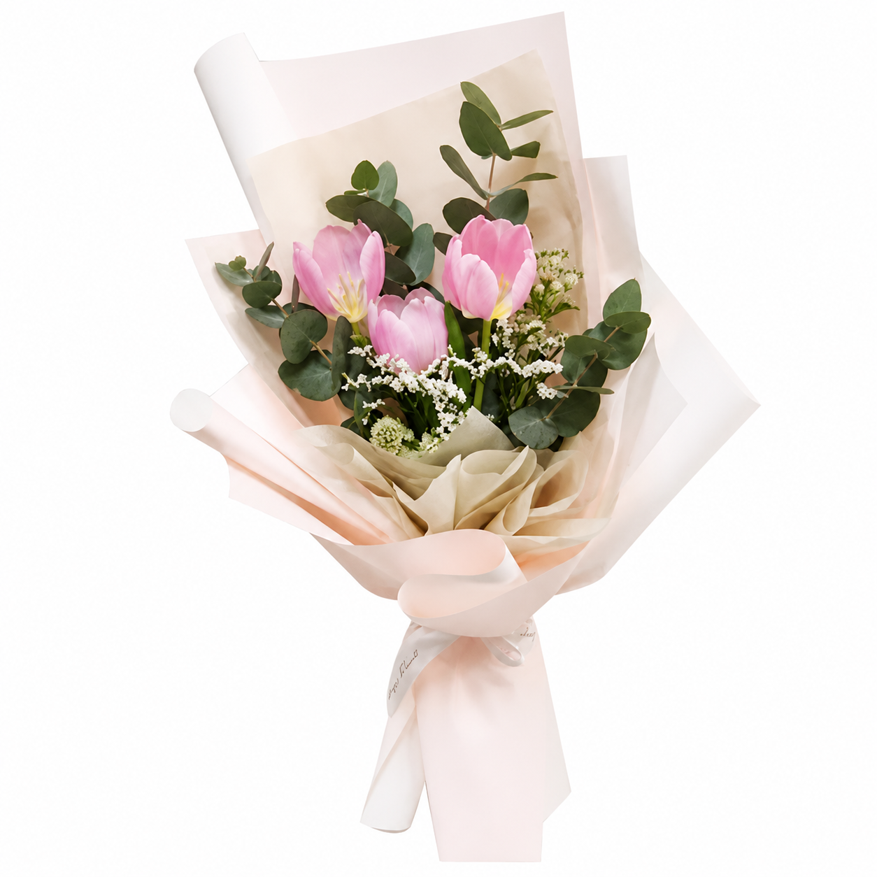 Blush Affair (Tulips, Baby's Breath) | Flower Bouquet