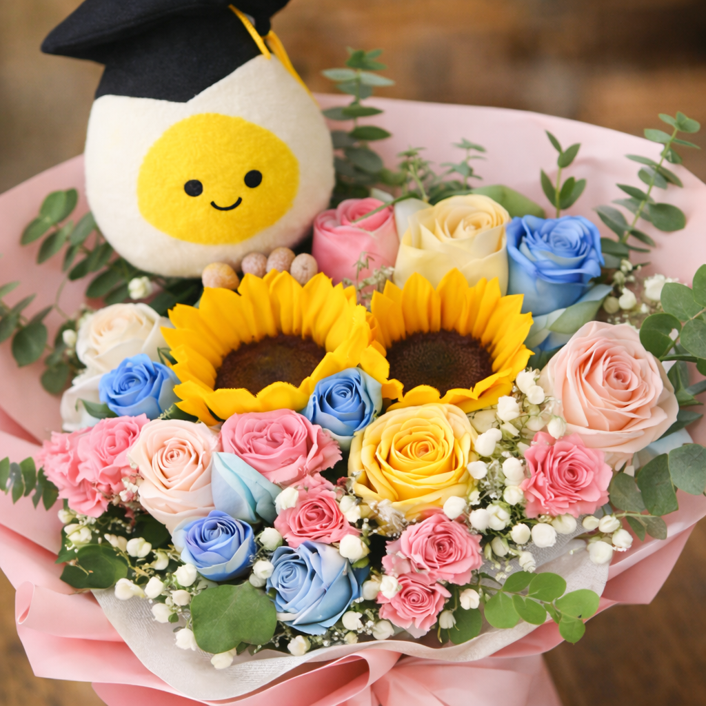 Blooming Cheers (Sunflowers, Roses, Baby's Breath) | Fresh Flower Bouquet