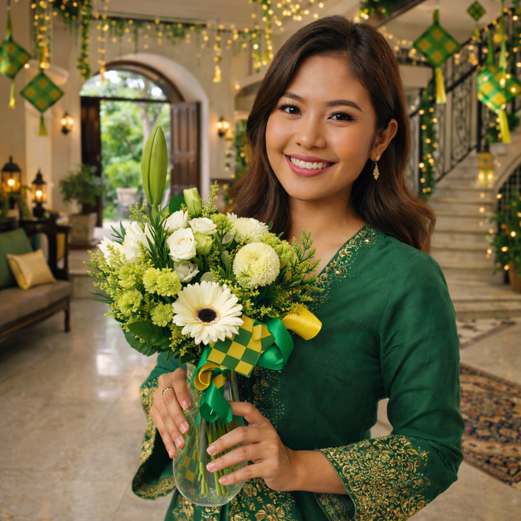 Calm Assembly (Lily, Daisy, Eustoma) | Hari Raya Vase Flowers
