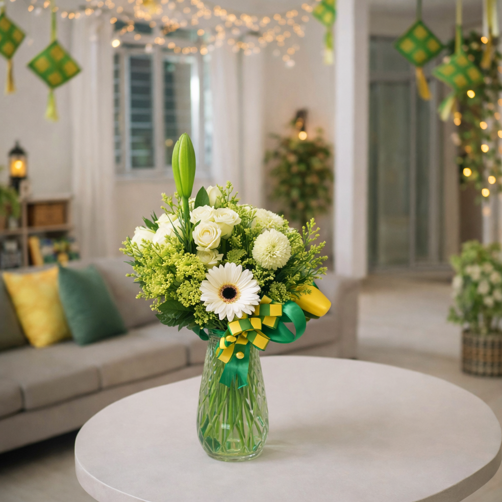 Calm Assembly (Lily, Daisy, Eustoma) | Hari Raya Vase Flowers