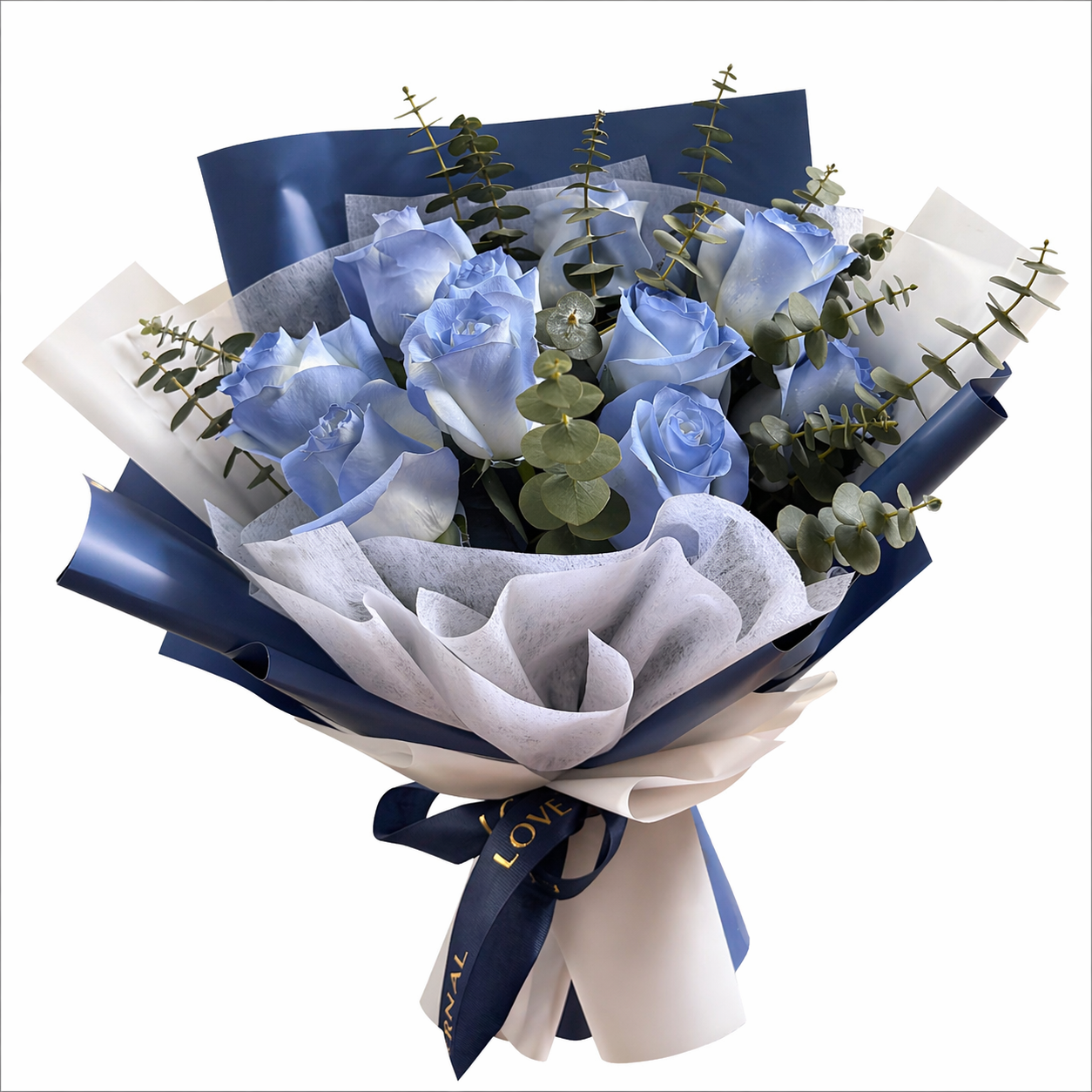 Sapphire Stillness (Roses, Eucalyptus Leaves) | Flower Bouquet
