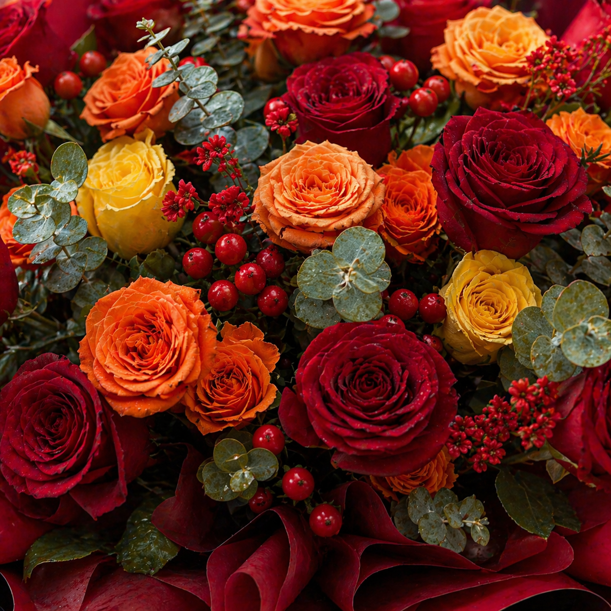 Crimson Carnival (Roses) | Flower Bouquet