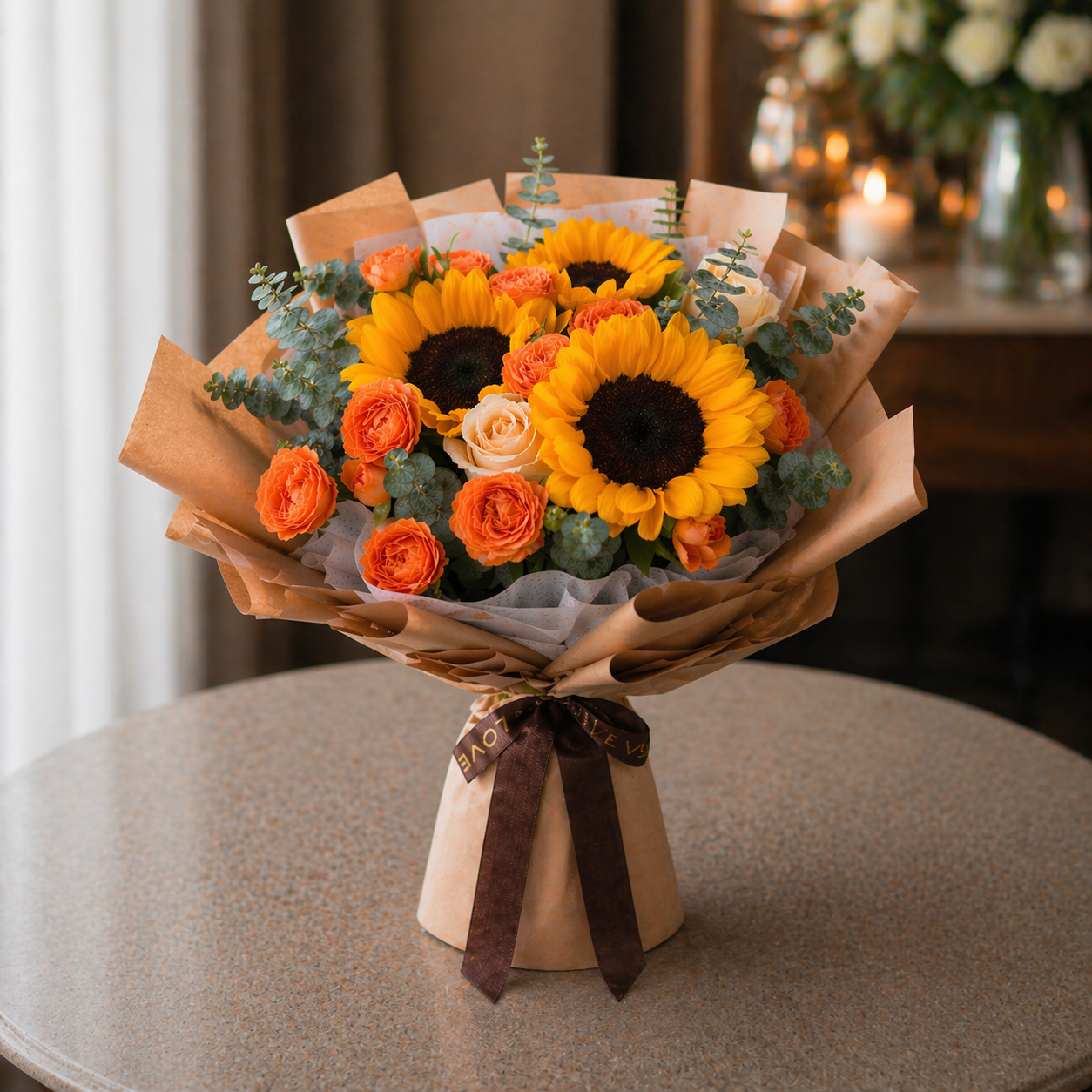 Sunbeam Orchard (Sunflowers, Roses) | Flower Bouquet