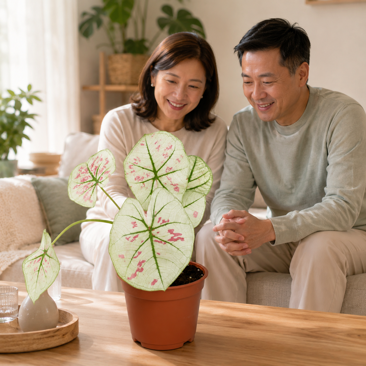 Caladium 'Strawberry Star White' | Office Plant