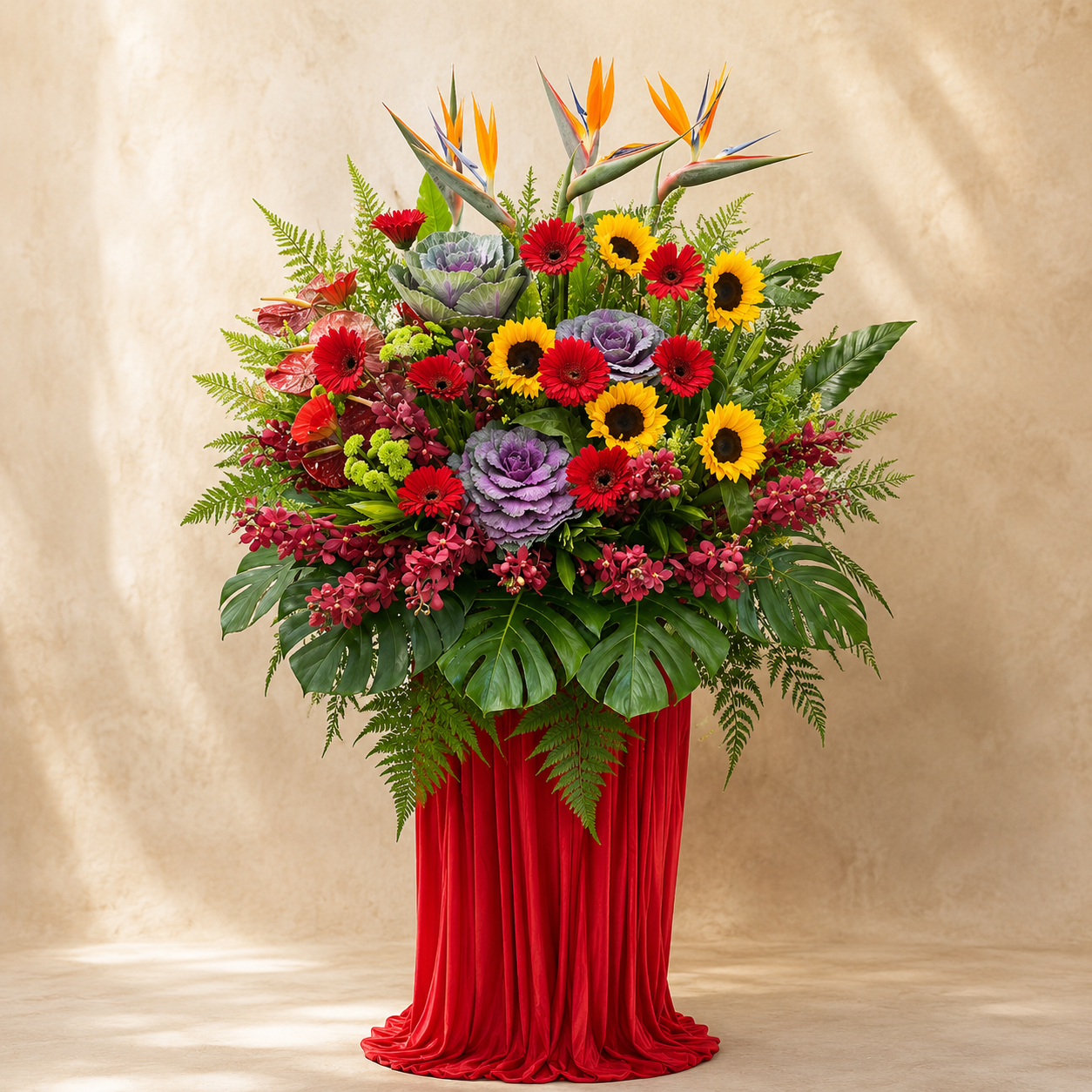 Gilded Mirage (Sunflowers, Lilies, Gerberas) | Flower Stand