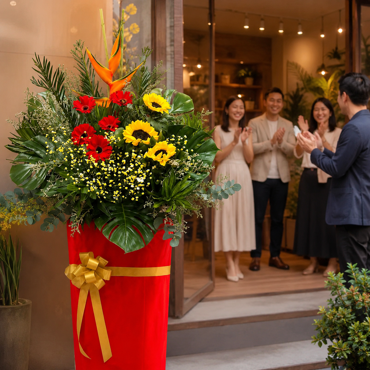 Solstice Rapture (Sunflowers, Gerberas, Birds of Paradise) | Grand Opening Stand