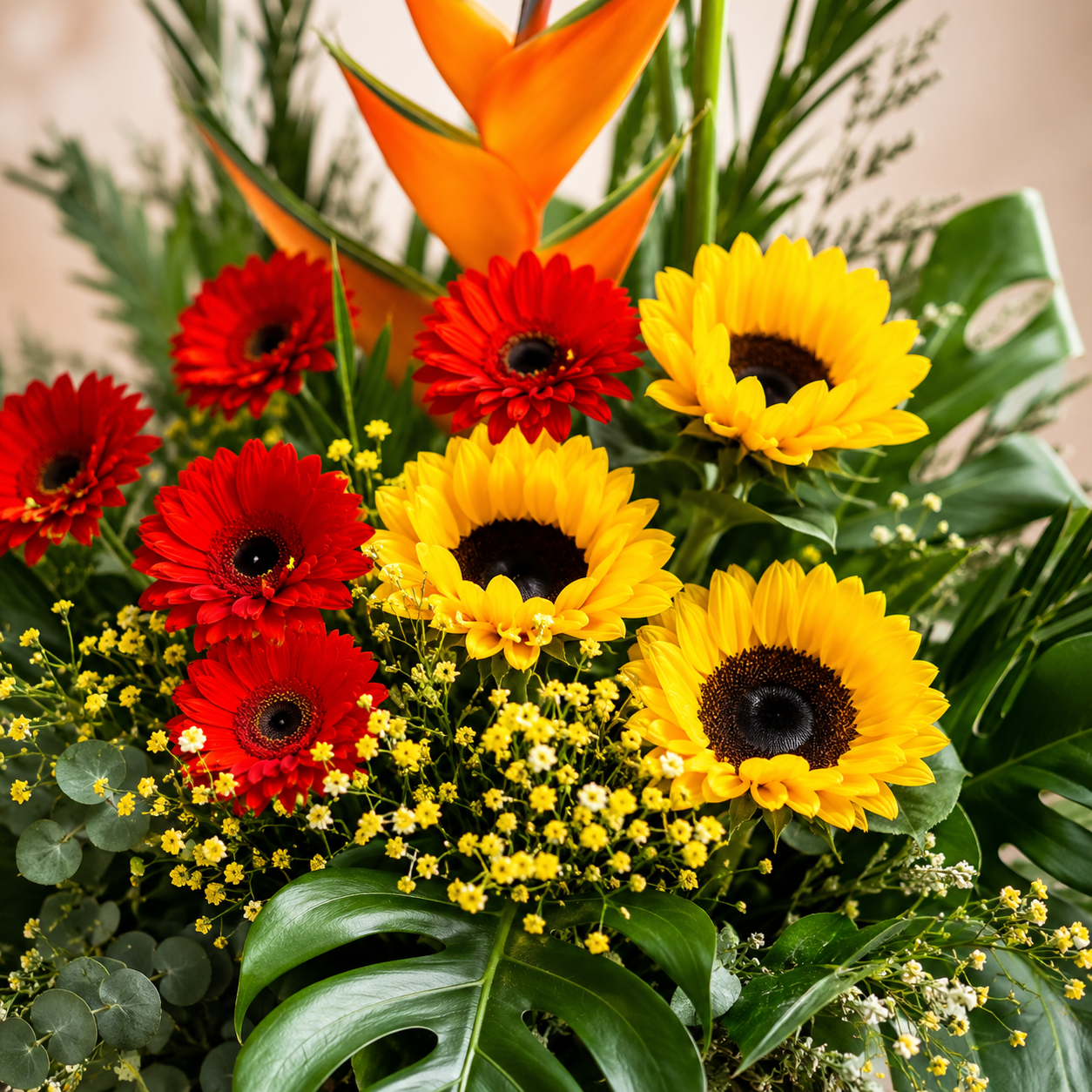 Solstice Rapture (Sunflowers, Gerberas, Birds of Paradise) | Grand Opening Stand