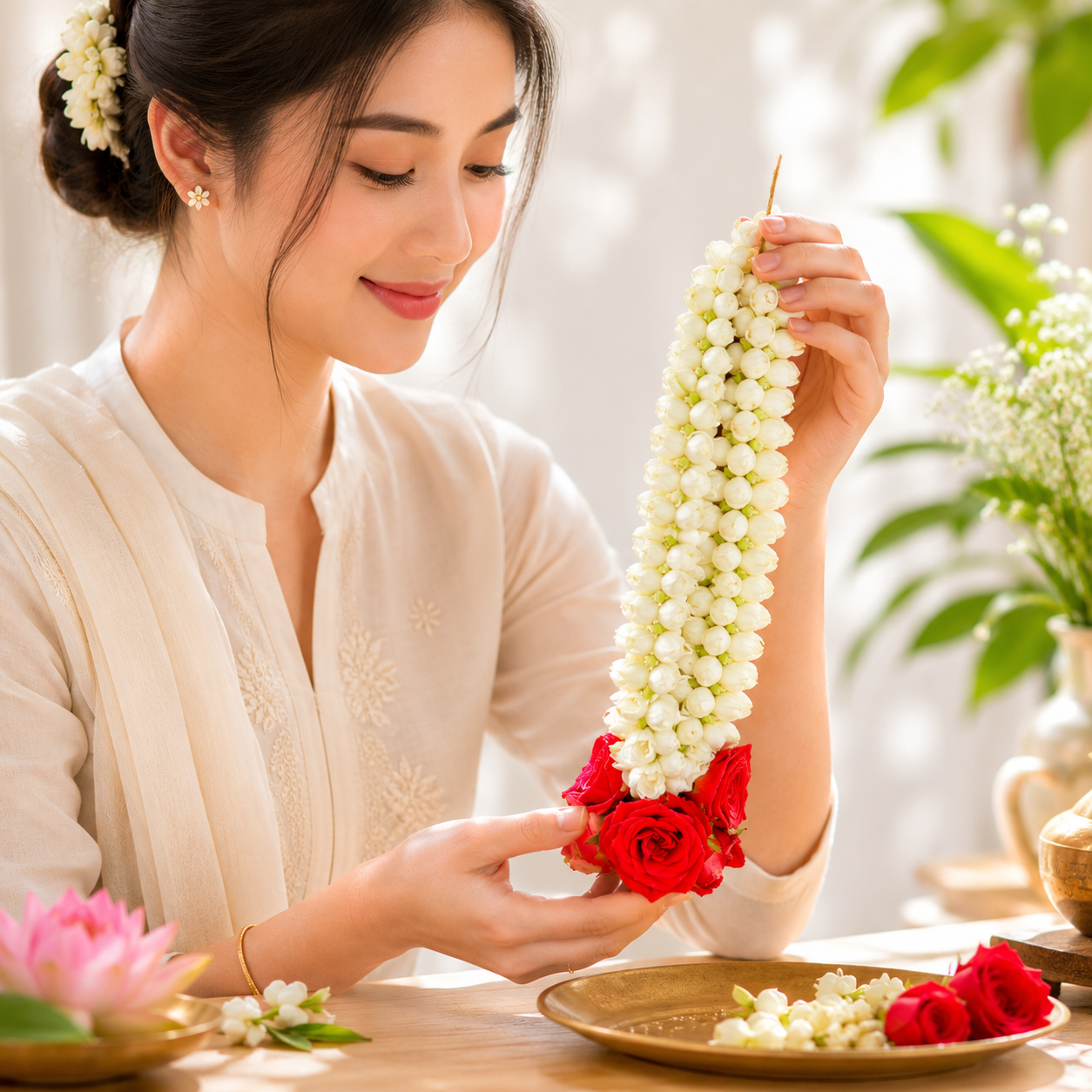 Jasmine Garland Temple String | Religious Flowers