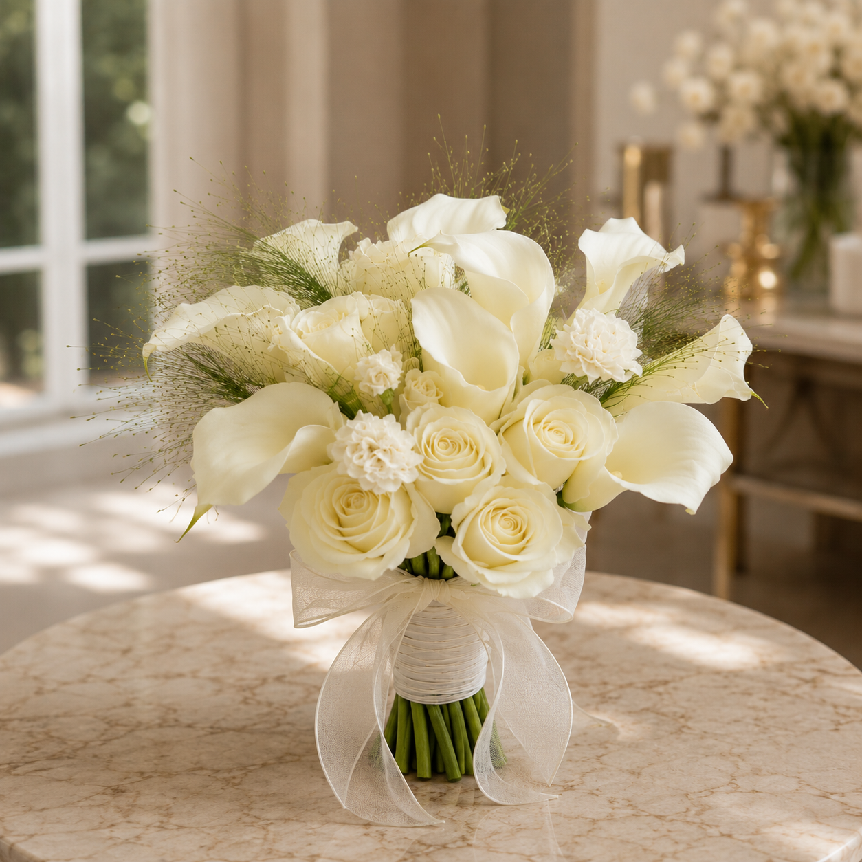 Ivory Serenade (Calla Lilies, Roses, Lisianthus) | Fresh Flower Bouquet