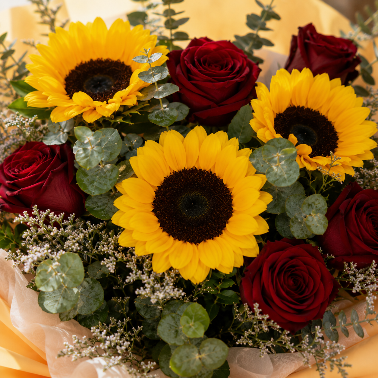 Solstice Charm (Sunflowers, Roses, Lavender) | Fresh Bouquet
