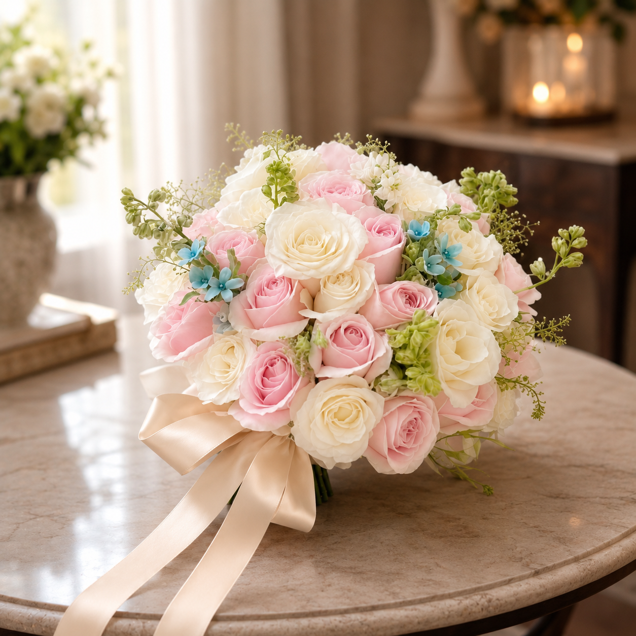 Peony Dusk (Roses, Forget-me-nots) | Fresh Bouquet