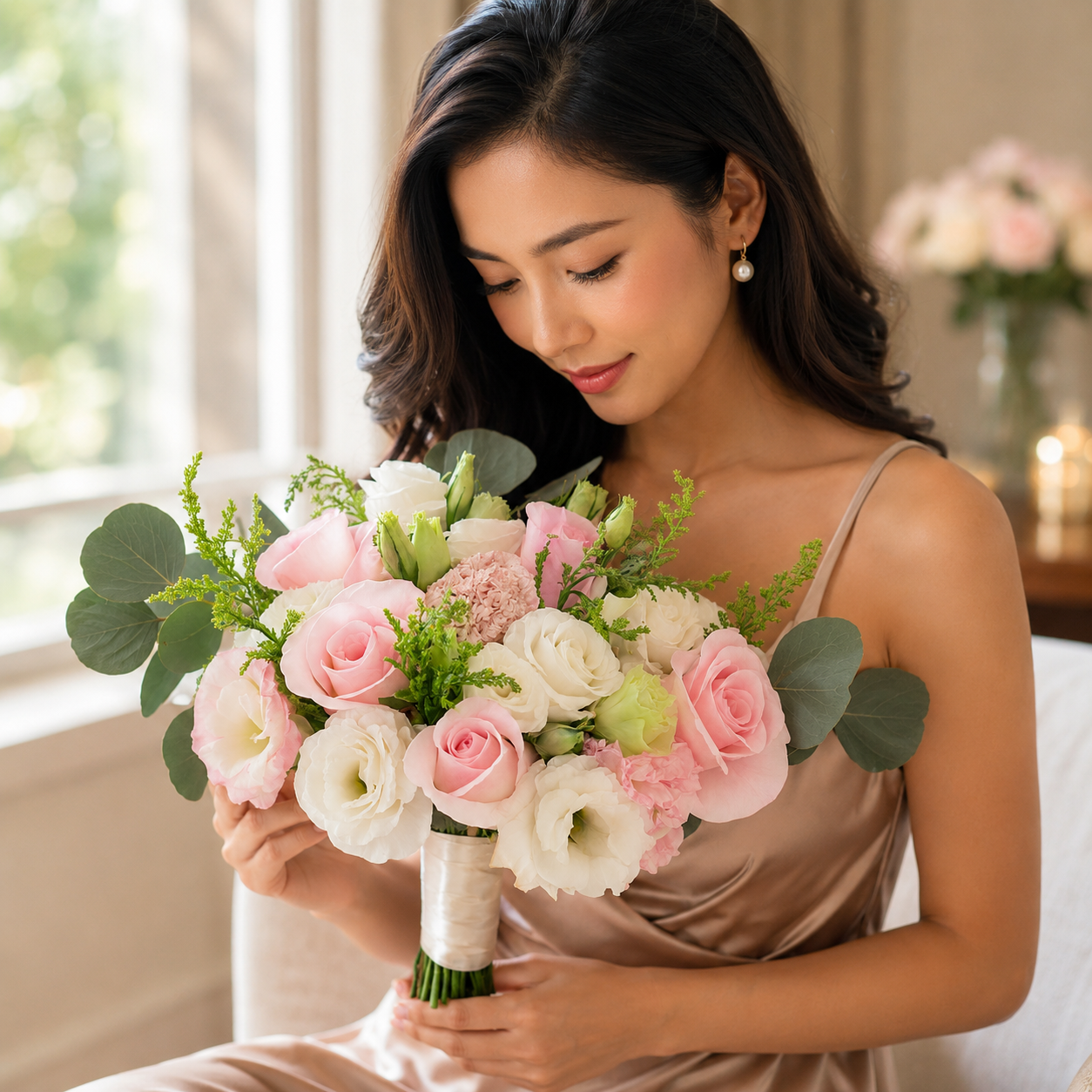 Clementine Muse (Roses, Lisianthus) | Fresh Bouquet