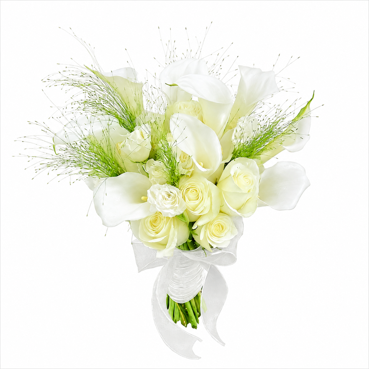 Snowleaf Grace (Calla Lilies, Roses) | Fresh Flower Bouquet