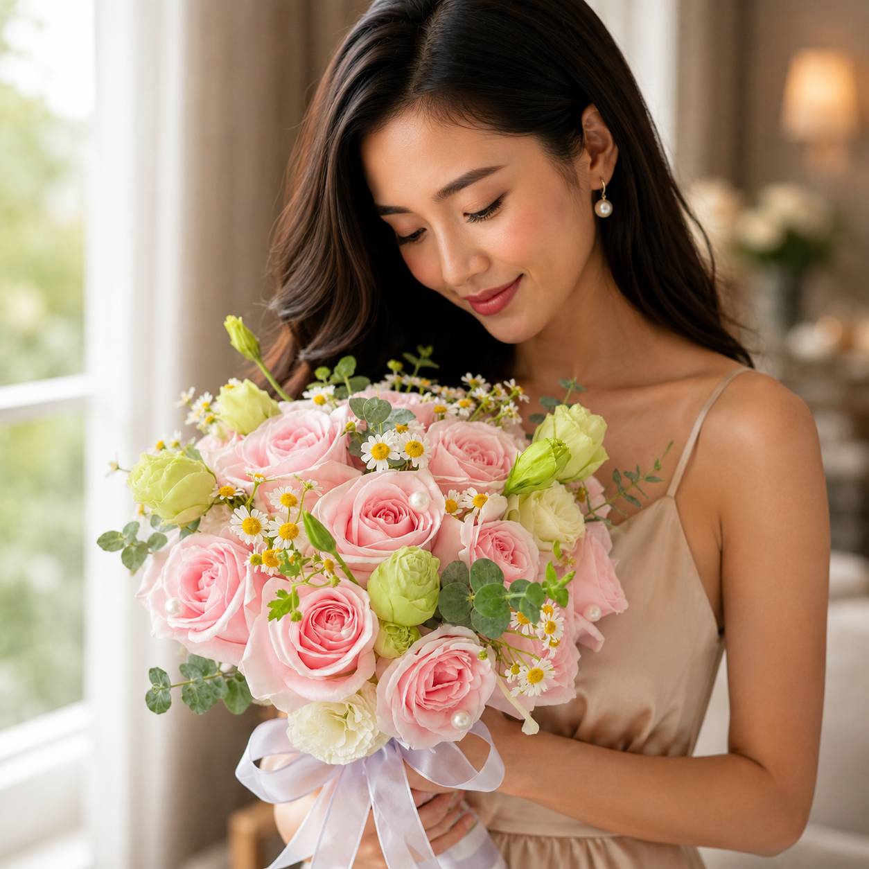 Spring Memento (Roses, Chamomile) | Fresh Flower Bouquet
