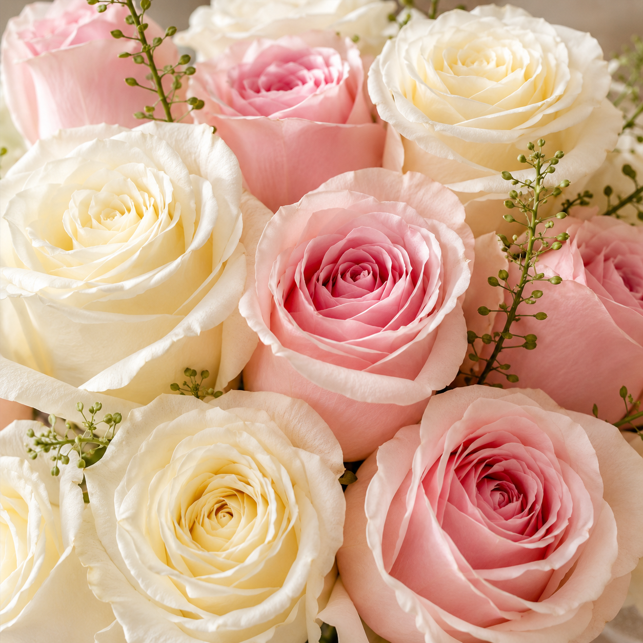 Blushing Fable (White Roses, Pink Roses) | Fresh Bouquet