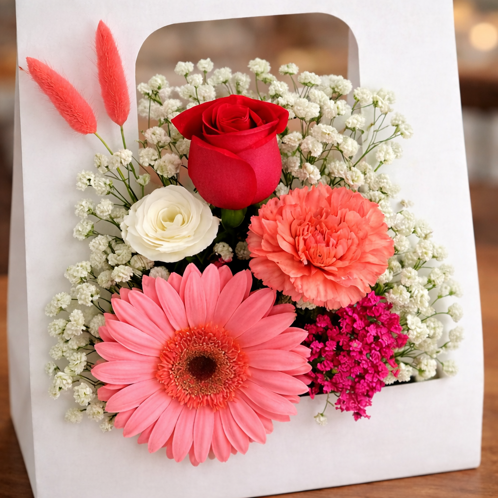 Coral Bloom (Gerbera, Carnation, Rose) | Bloom Box