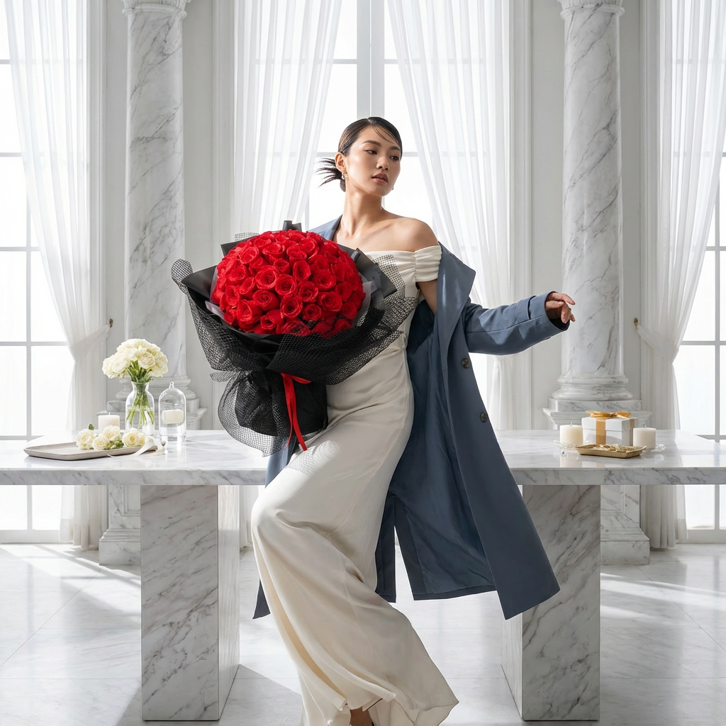 Crimson Paragon (99 Red Roses) | 99 Roses Flower Bouquet