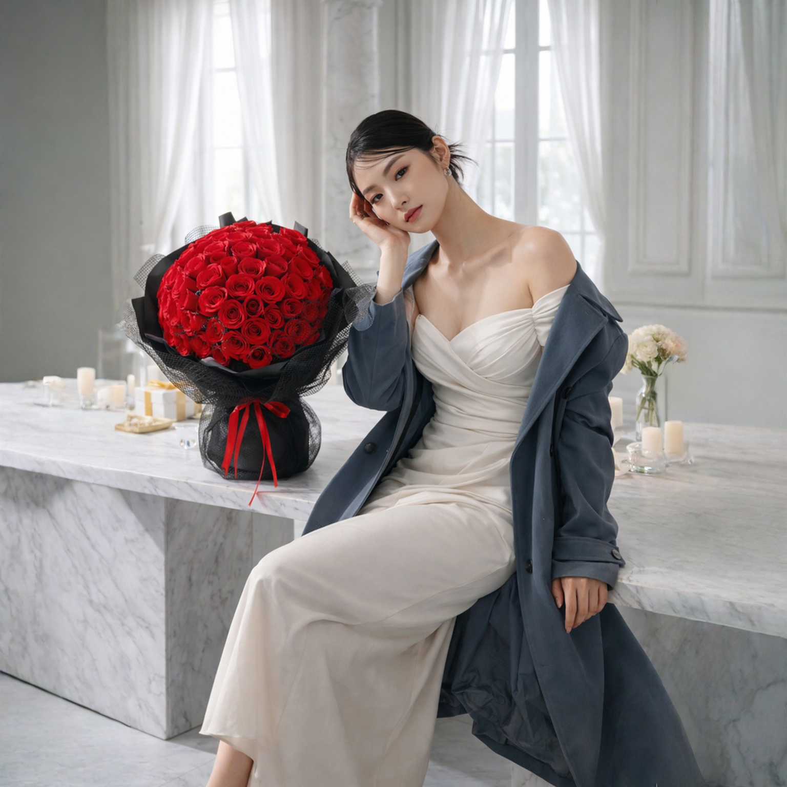 Crimson Paragon (99 Fresh Red Roses) | Fresh 99 Roses Flower Bouquet