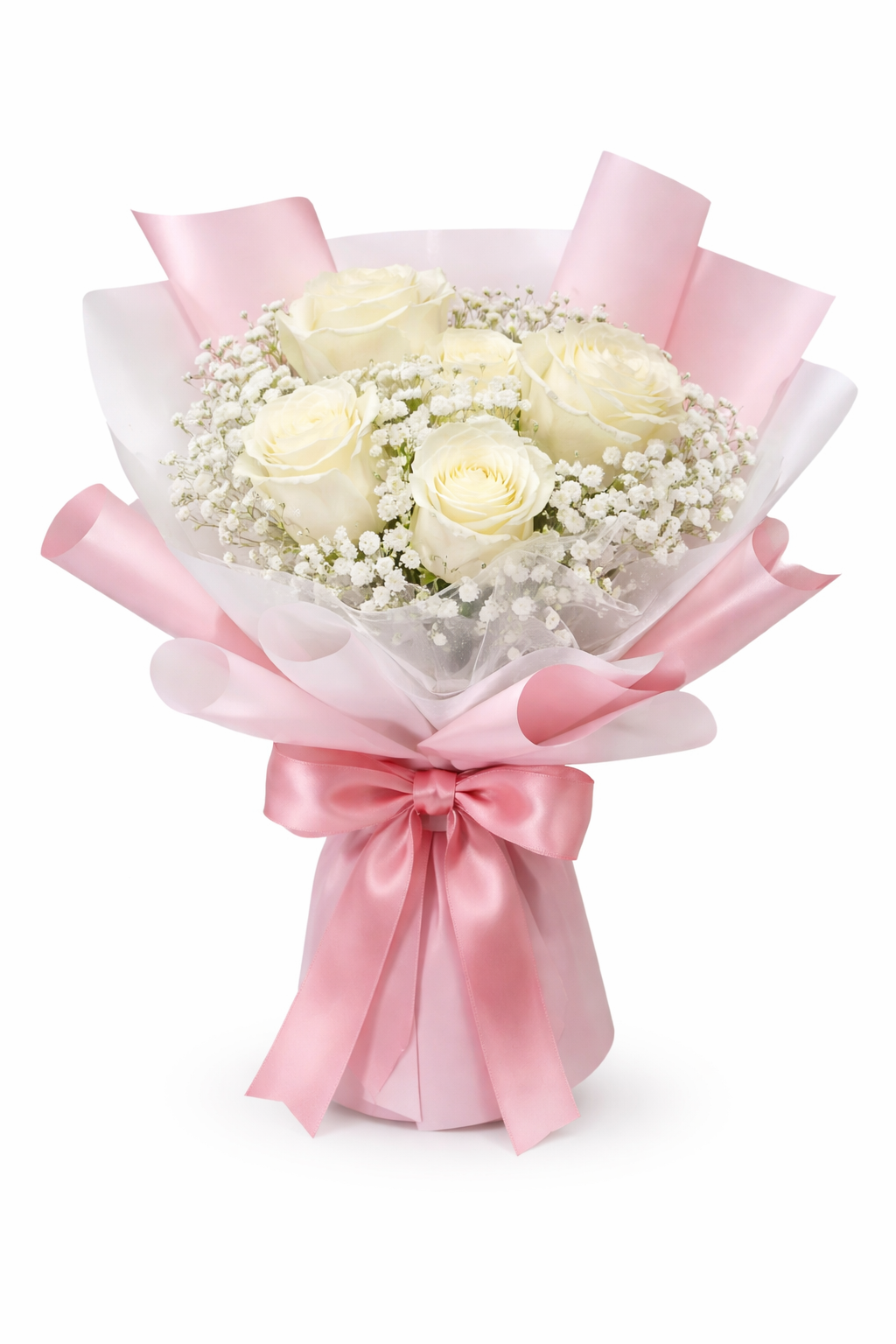 Silent Ivory (Roses, Baby's Breath) | Fresh Flower Bouquet