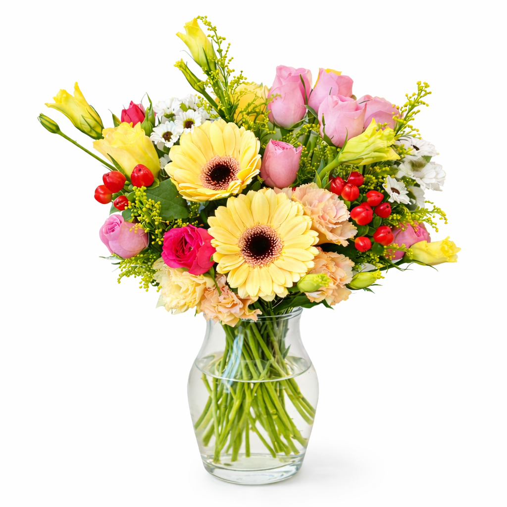 Dawn Confetti (Gerberas, Lisianthus, Roses) | Fresh Flower Bouquet