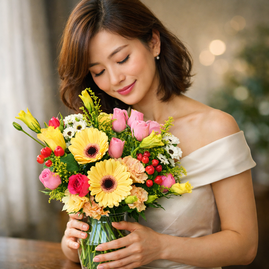 Dawn Confetti (Gerberas, Lisianthus, Roses) | Fresh Flower Bouquet