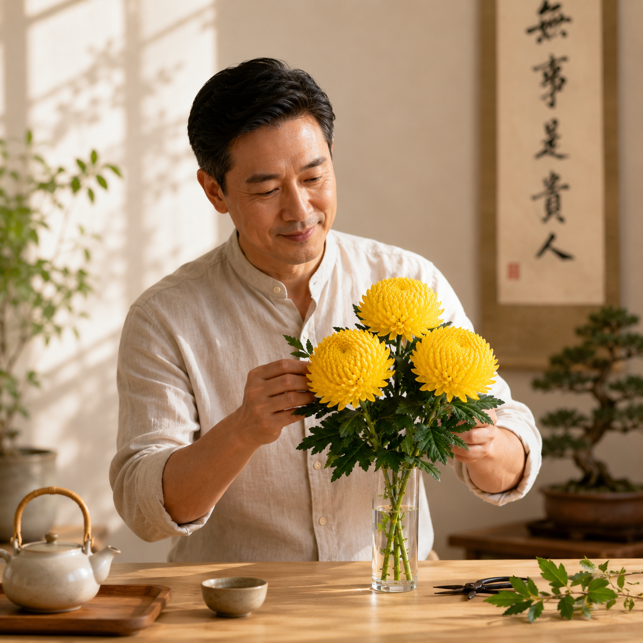 Sunlight Chrysanthemum (3 Stalks) 正阳菊花 | Praying Flowers