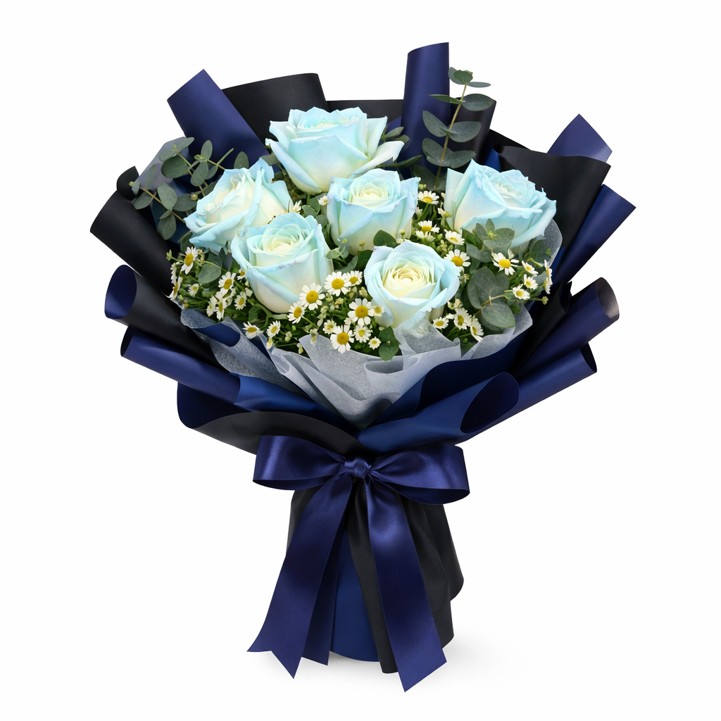 Winter Azure (Roses, Chamomile) | Fresh Bouquet
