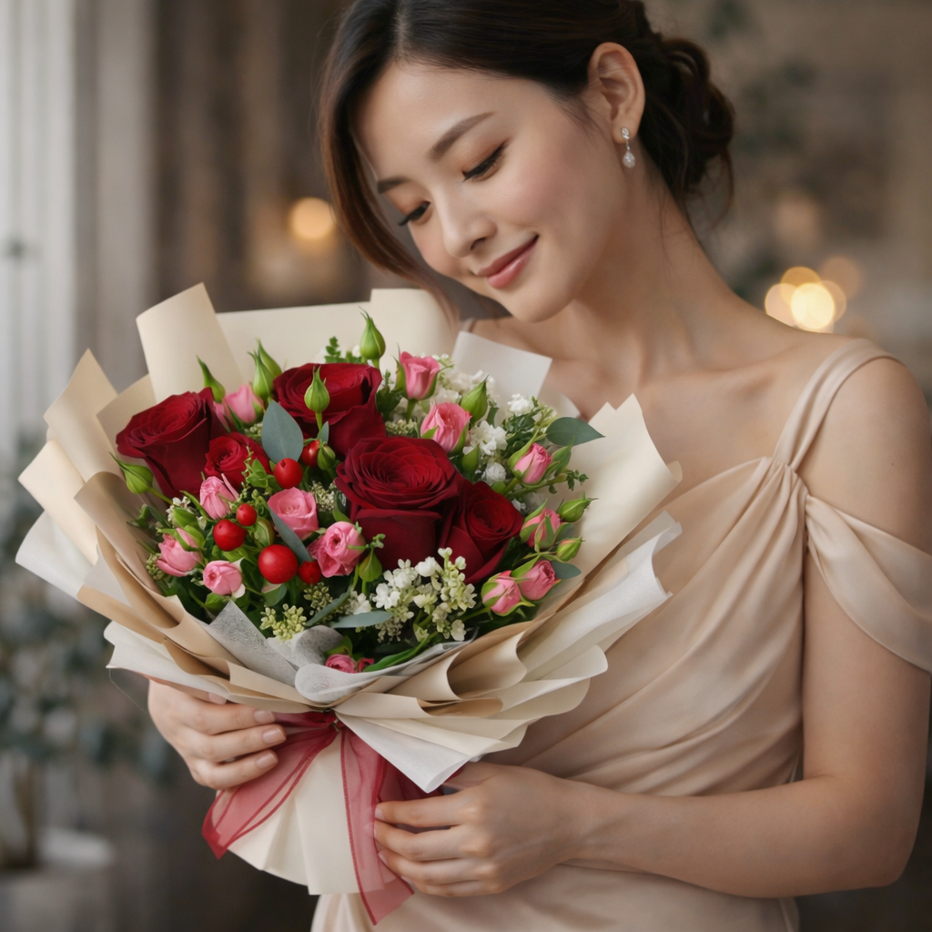 Crimson Charm (Roses) | Fresh Bouquet