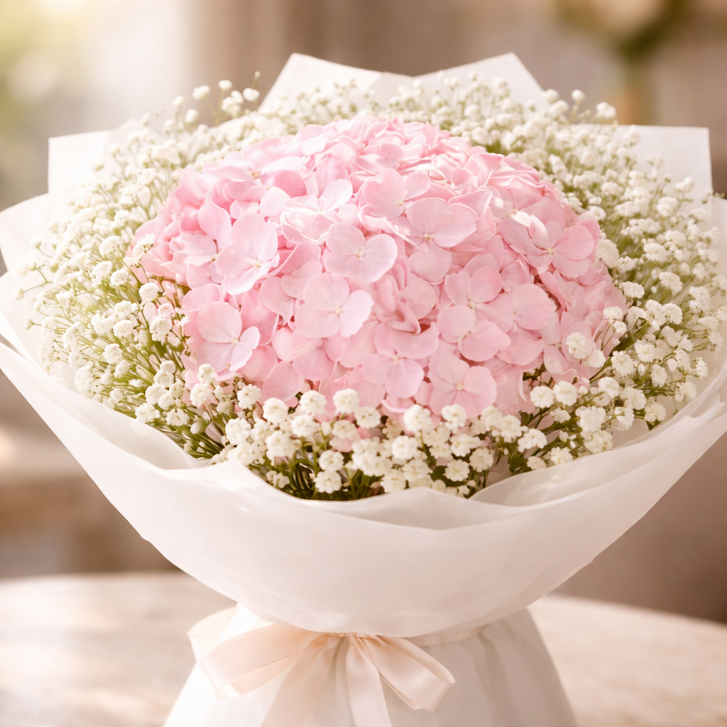 Fluffy Bloom (Hydrangeas, Baby's Breath) | Fresh Bouquet