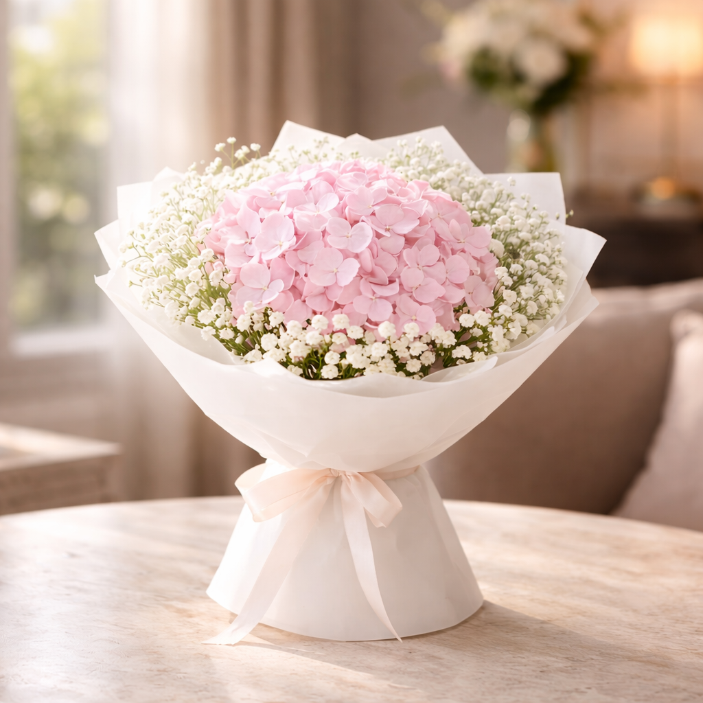 Fluffy Bloom (Hydrangeas, Baby's Breath) | Fresh Bouquet