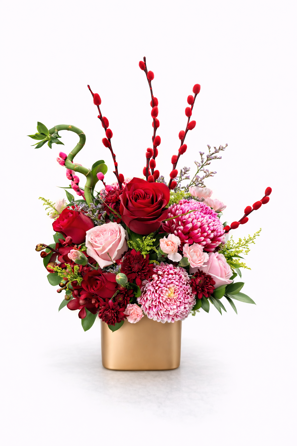 Crimson Fortune (Rose, Chrysanthemum, Bamboo) | CNY Flowers