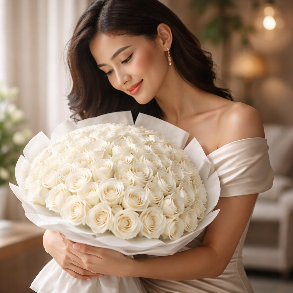 Ivory Dome (White Roses) | Fresh Flower Bouquet