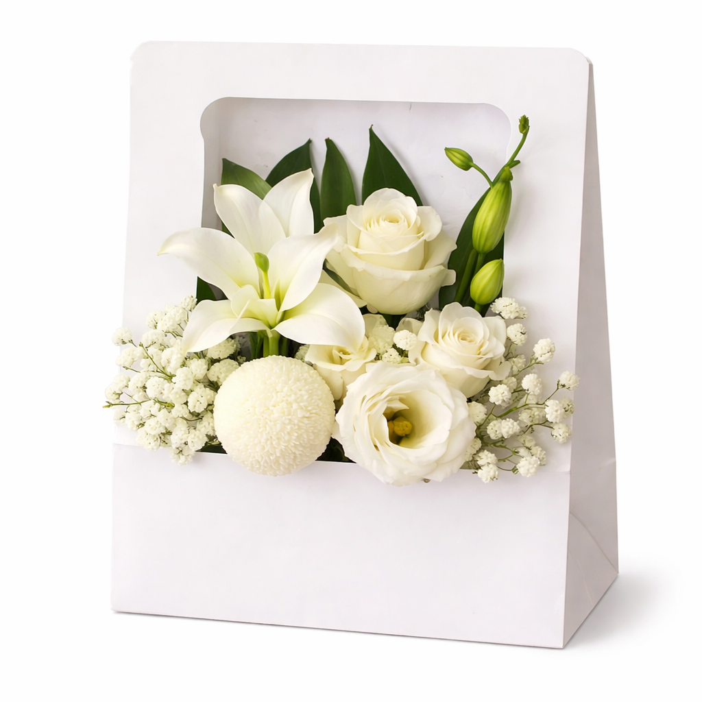 Ivory Grace (Lilies, Roses, Baby's Breath) | Flower Box