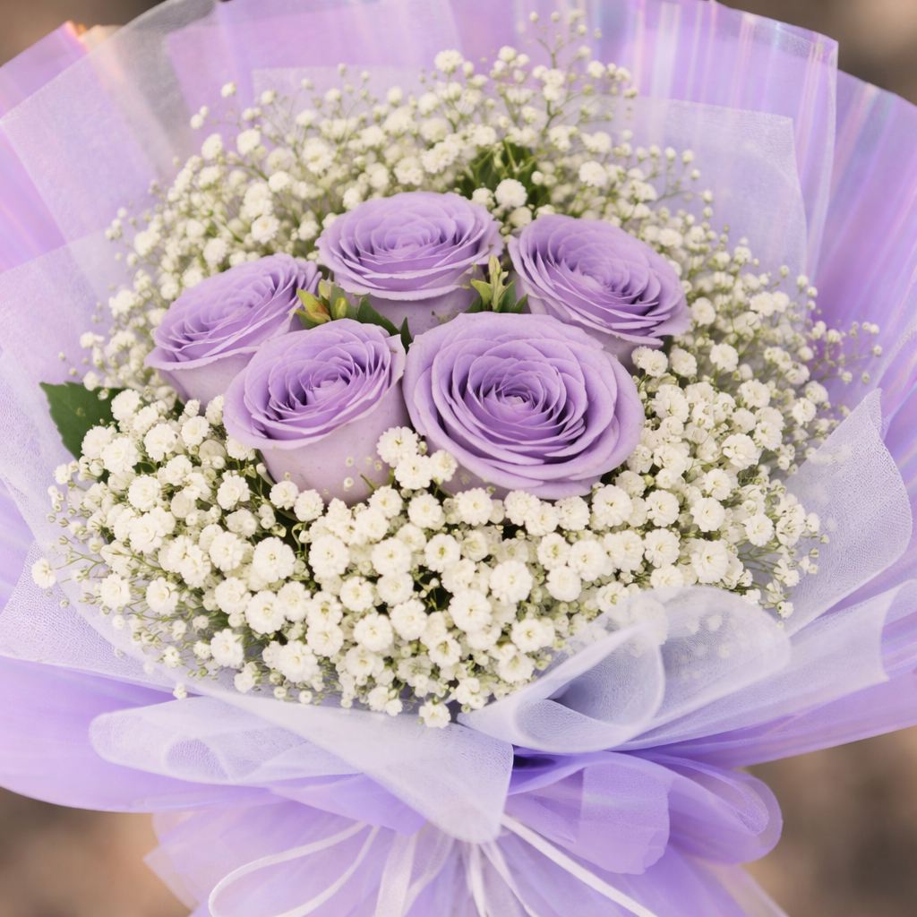 Moonlight Drape (Roses, Baby's Breath) | Flower Bouquet