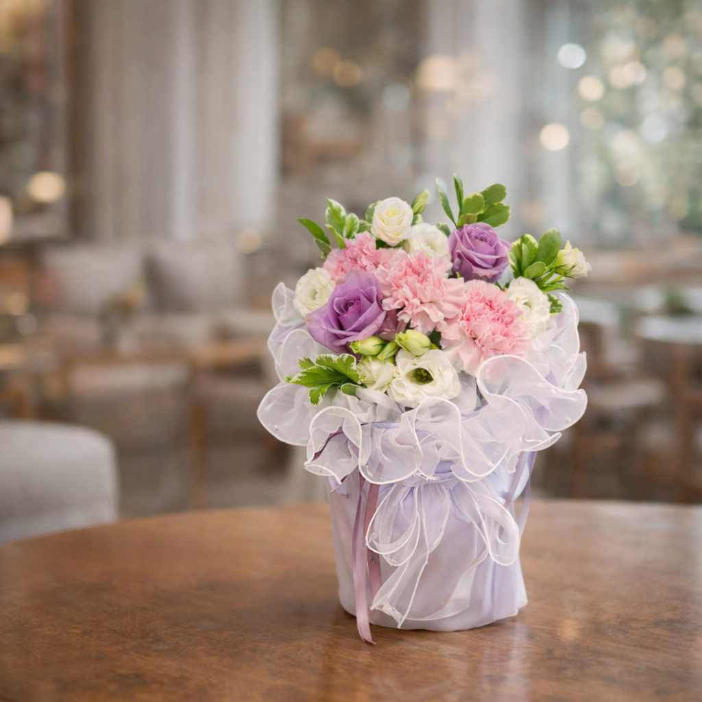 Lilac Ruffle (Carnations, Eustoma, Roses) | Fresh Flower Bouquet