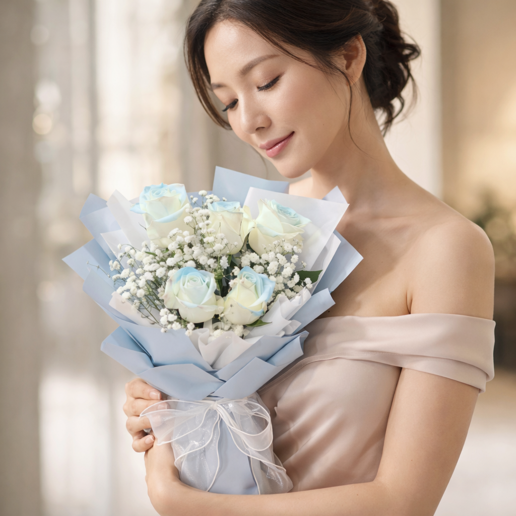 Misty Reverie (Roses, Baby's Breath) | Fresh Flower Bouquet