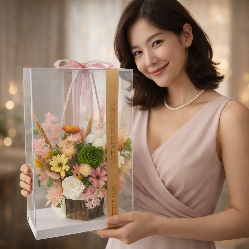 Pastel Reverie (Green Roses, Daisies, Cotton) | Preserved Flower Bouquet